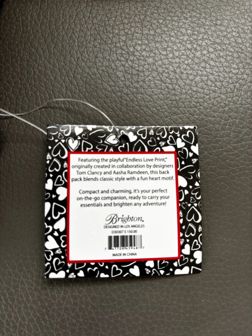 Brighton Black & White Heart Print  Backpack - Picture 4 of 4